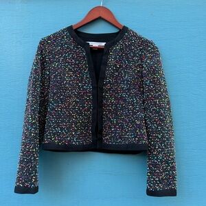 Diane Von Furstenberg Emery Tweed Multicolored Boulce Jacket, Size 4